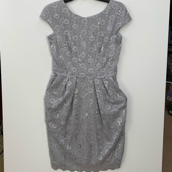 Alex Evenings 4P silver sequins  dress pockets - Picture 6 of 16